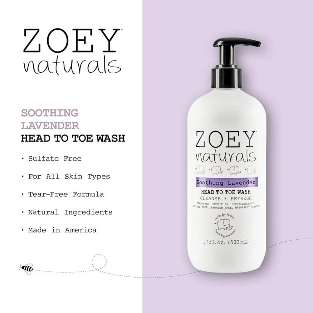 Zoey Naturals - Soothing Lavender Wash & Shampoo, Tear Free, Paraben Free All na